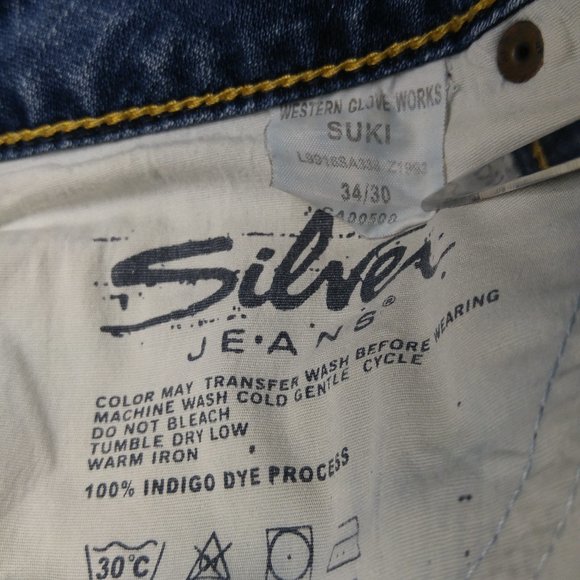 Silver Suki Flare Jeans Women's 34 Stretch Mid Rise C315 - Picture 9 of 13